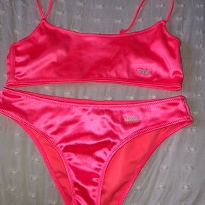 Hot pink triangle swimsuit